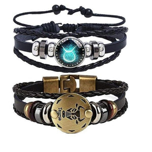 Astrology Zodiac Braided Bracelet 2 Pack Horoscope Constellations (12 Designs) Luminous Glow In The Dark