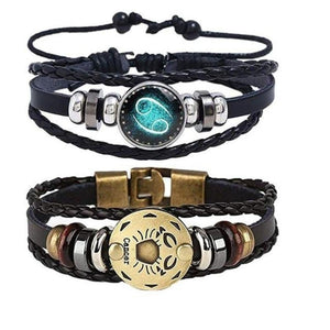 Astrology Zodiac Braided Bracelet 2 Pack Horoscope Constellations (12 Designs) Luminous Glow In The Dark