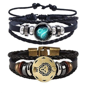 Astrology Zodiac Braided Bracelet 2 Pack Horoscope Constellations (12 Designs) Luminous Glow In The Dark