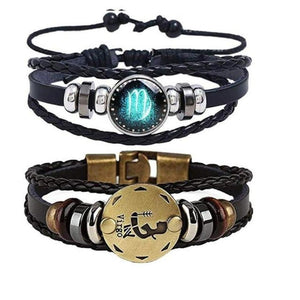 Astrology Zodiac Braided Bracelet 2 Pack Horoscope Constellations (12 Designs) Luminous Glow In The Dark