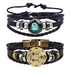 Astrology Zodiac Braided Bracelet 2 Pack Horoscope Constellations (12 Designs) Luminous Glow In The Dark