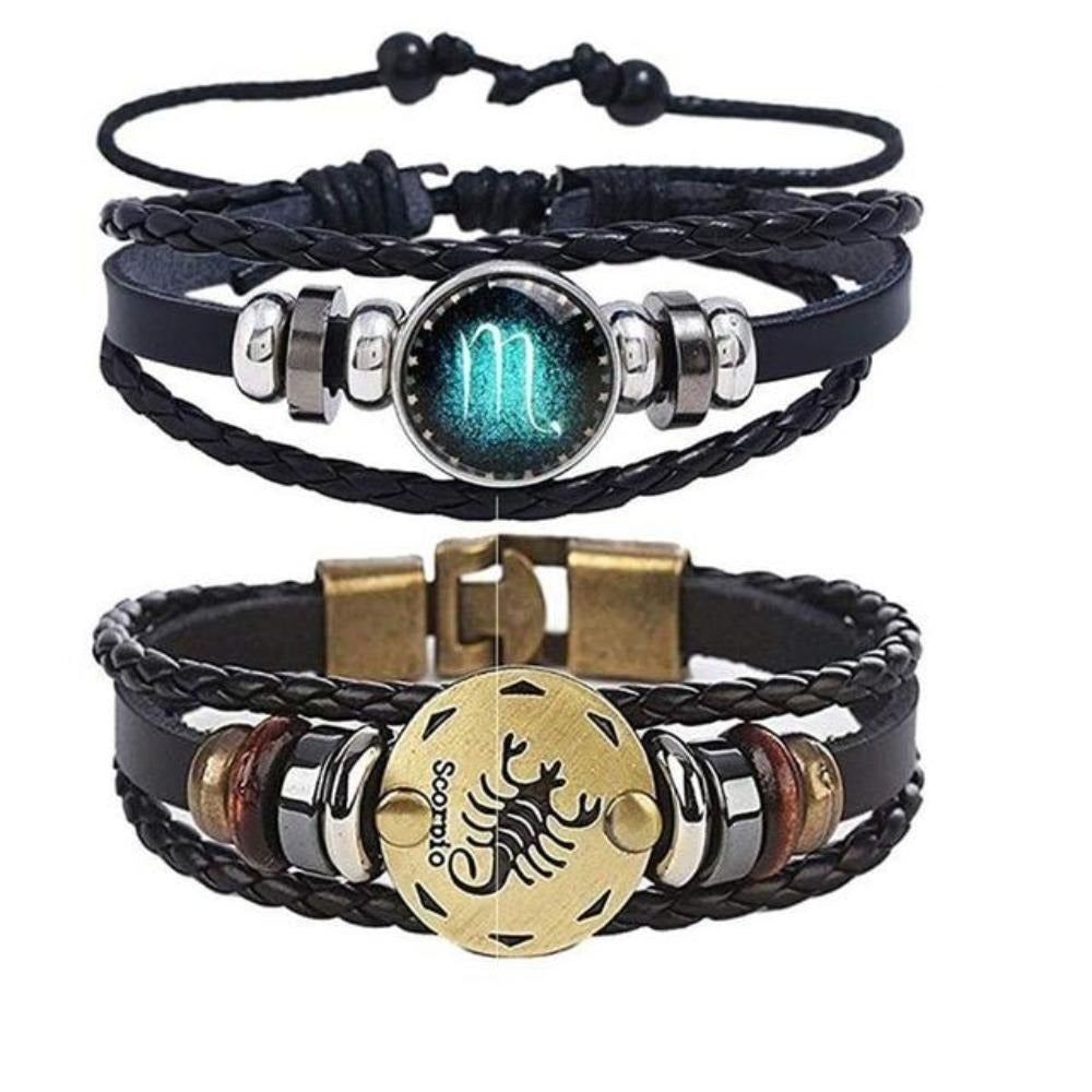 Astrology Zodiac Braided Bracelet 2 Pack Horoscope Constellations (12 Designs) Luminous Glow In The Dark