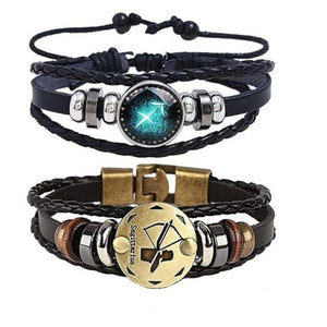 Astrology Zodiac Braided Bracelet 2 Pack Horoscope Constellations (12 Designs) Luminous Glow In The Dark