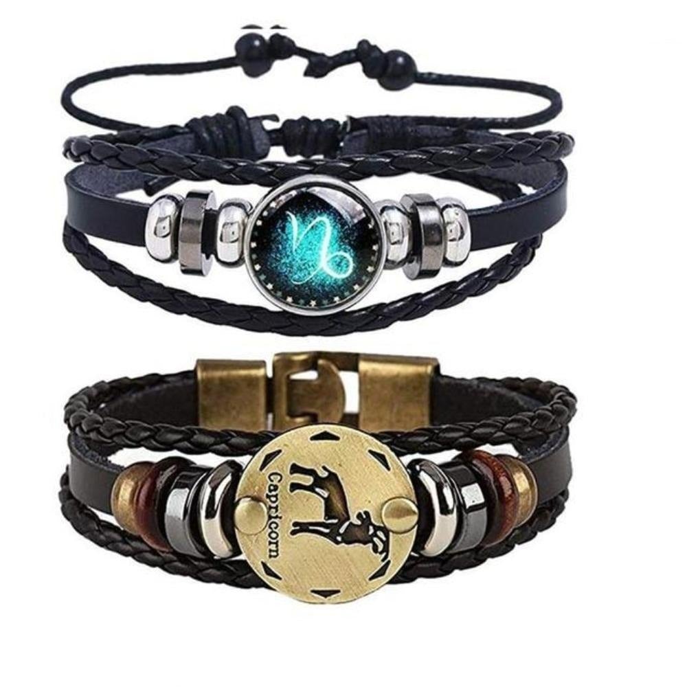 Astrology Zodiac Braided Bracelet 2 Pack Horoscope Constellations (12 Designs) Luminous Glow In The Dark