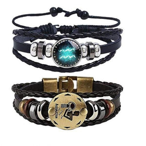 Astrology Zodiac Braided Bracelet 2 Pack Horoscope Constellations (12 Designs) Luminous Glow In The Dark