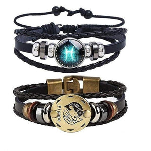 Astrology Zodiac Braided Bracelet 2 Pack Horoscope Constellations (12 Designs) Luminous Glow In The Dark