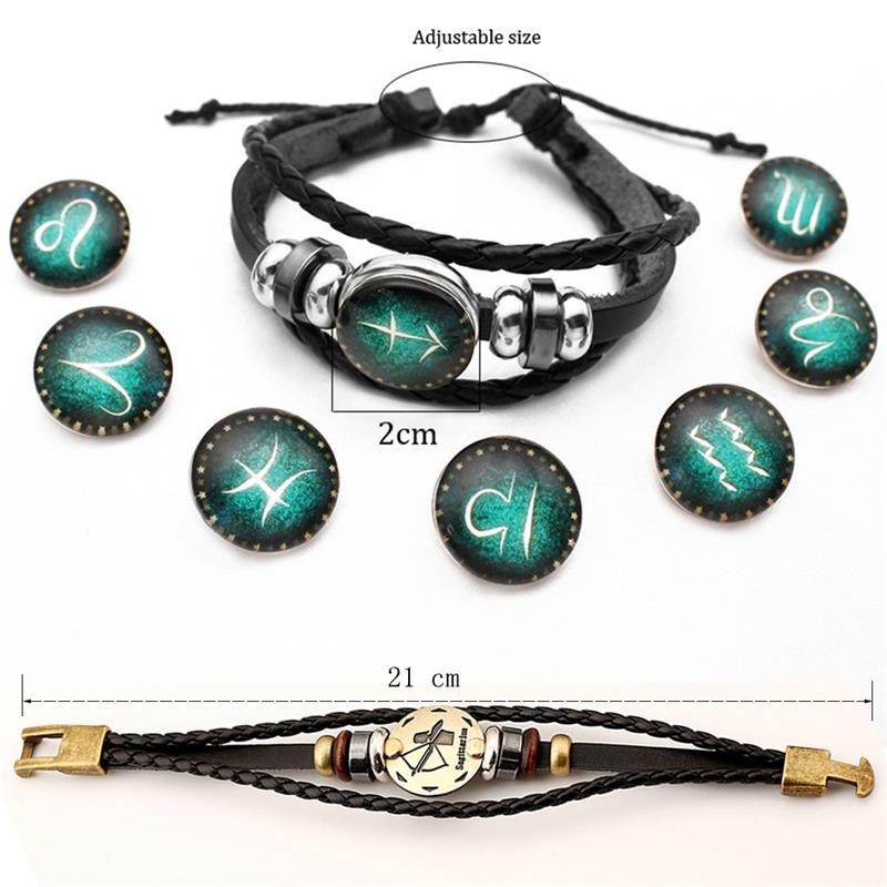 Astrology Zodiac Braided Bracelet 2 Pack Horoscope Constellations (12 Designs) Luminous Glow In The Dark