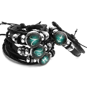 Astrology Zodiac Braided Bracelet 2 Pack Horoscope Constellations (12 Designs) Luminous Glow In The Dark