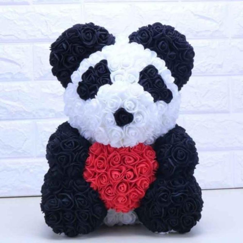 XL Panda Enchanted Forever Rose Heart Teddy Bear (2 Designs)