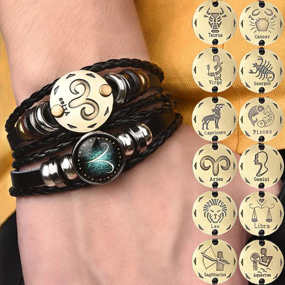 Astrology Zodiac Braided Bracelet 2 Pack Horoscope Constellations (12 Designs) Luminous Glow In The Dark