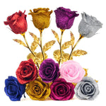 Shimmering Glitter 24k "Galaxy" Gold Rose "Love You For Life" Love Optional Display Stand