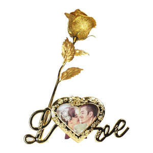 Shimmering Glitter 24k "Galaxy" Gold Rose "Love You For Life" Love Optional Display Stand