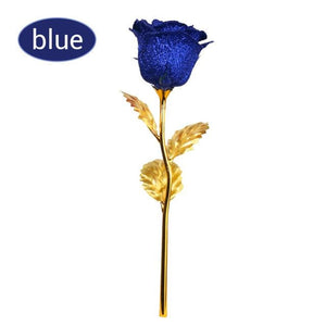 Shimmering Glitter 24k "Galaxy" Gold Rose "Love You For Life" Love Optional Display Stand
