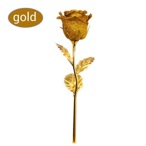 Shimmering Glitter 24k "Galaxy" Gold Rose "Love You For Life" Love Optional Display Stand