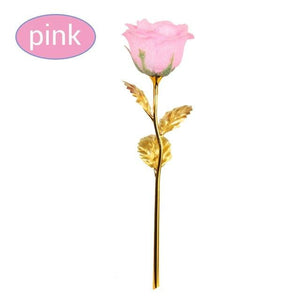 Shimmering Glitter 24k "Galaxy" Gold Rose "Love You For Life" Love Optional Display Stand
