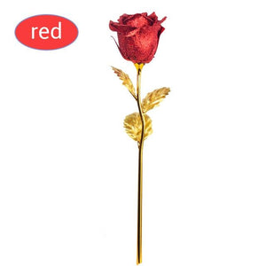 Shimmering Glitter 24k "Galaxy" Gold Rose "Love You For Life" Love Optional Display Stand