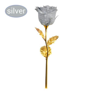 Shimmering Glitter 24k "Galaxy" Gold Rose "Love You For Life" Love Optional Display Stand