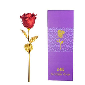 Shimmering Glitter 24k "Galaxy" Gold Rose "Love You For Life" Love Optional Display Stand