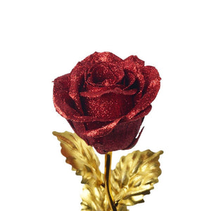 Shimmering Glitter 24k "Galaxy" Gold Rose "Love You For Life" Love Optional Display Stand