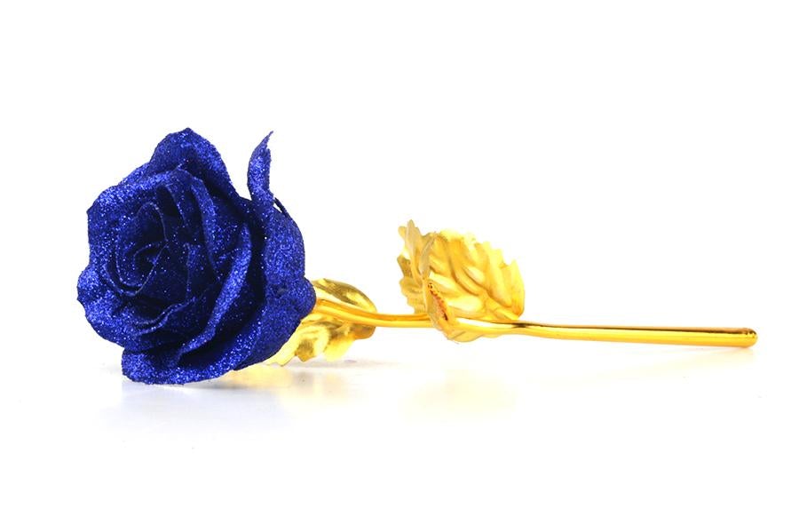 Shimmering Glitter 24k "Galaxy" Gold Rose "Love You For Life" Love Optional Display Stand