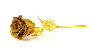 Shimmering Glitter 24k "Galaxy" Gold Rose "Love You For Life" Love Optional Display Stand