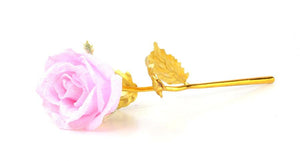 Shimmering Glitter 24k "Galaxy" Gold Rose "Love You For Life" Love Optional Display Stand