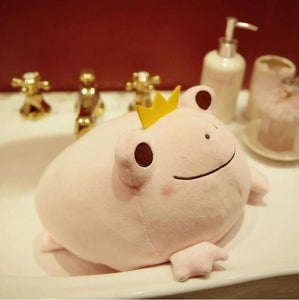 Royal Frog Pillow Plush 3D Stuffed Animal (Green, Pink or Kitty Cat)