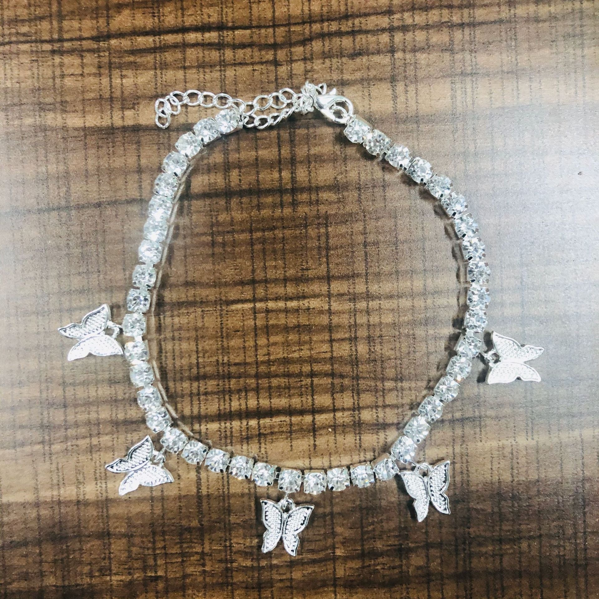Iced Butterfly Pendant Anklet (12 Variants) 3 Colors Cubic Zirconia
