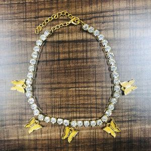 Iced Butterfly Pendant Anklet (12 Variants) 3 Colors Cubic Zirconia