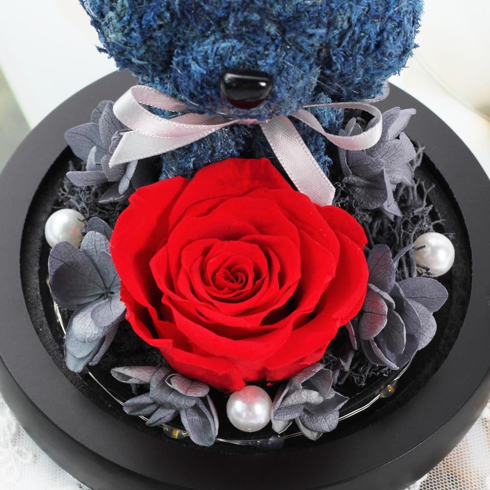 Immortal Preserved Rose Puppy Dog Glass LED Display (4 Colors)