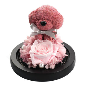 Immortal Preserved Rose Puppy Dog Glass LED Display (4 Colors)