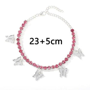 Iced Butterfly Pendant Anklet (12 Variants) 3 Colors Cubic Zirconia
