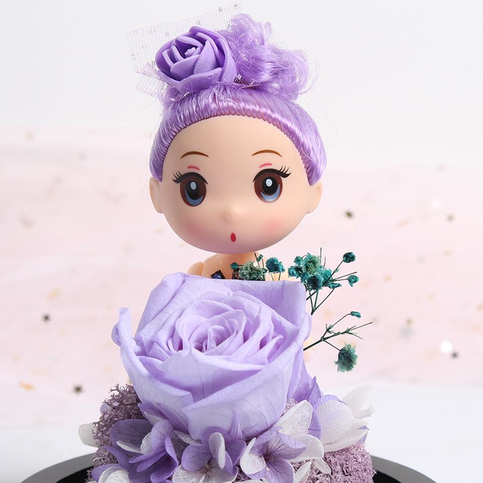 Immortal Enchanted Rose Glass Heart Dome w/ Princess Doll (13 Designs)