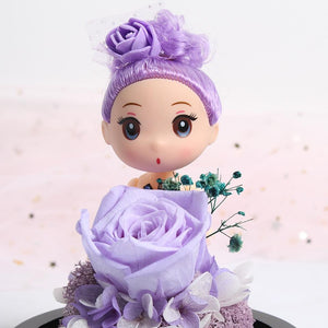 Immortal Enchanted Rose Glass Heart Dome w/ Princess Doll (13 Designs)