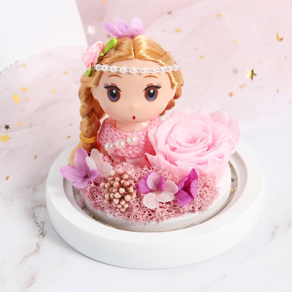 Immortal Enchanted Rose Glass Heart Dome w/ Princess Doll (13 Designs)
