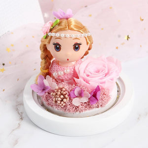 Immortal Enchanted Rose Glass Heart Dome w/ Princess Doll (13 Designs)