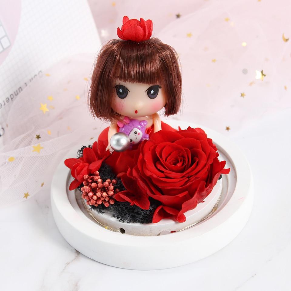 Immortal Enchanted Rose Glass Heart Dome w/ Princess Doll (13 Designs)