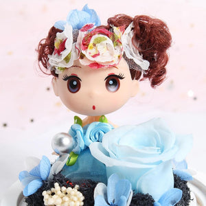 Immortal Enchanted Rose Glass Heart Dome w/ Princess Doll (13 Designs)