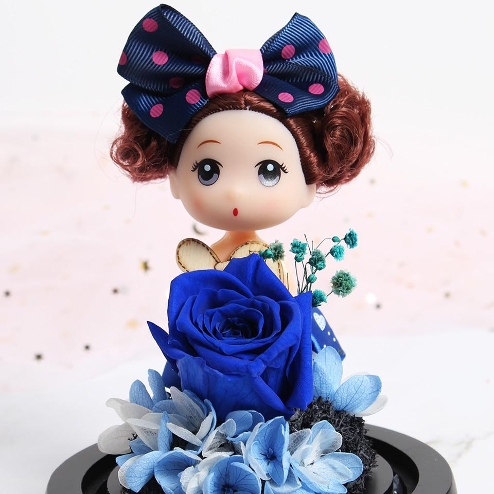 Immortal Enchanted Rose Glass Heart Dome w/ Princess Doll (13 Designs)