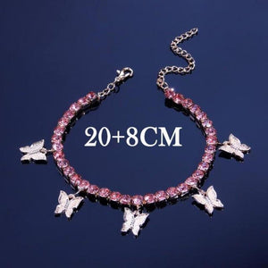 Iced Butterfly Pendant Anklet (12 Variants) 3 Colors Cubic Zirconia