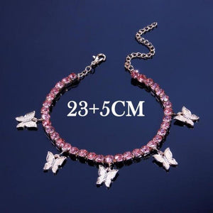 Iced Butterfly Pendant Anklet (12 Variants) 3 Colors Cubic Zirconia