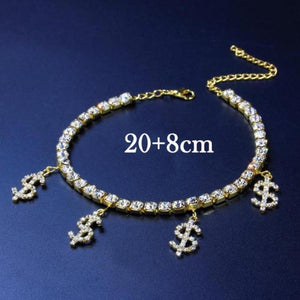 Iced Butterfly Pendant Anklet (12 Variants) 3 Colors Cubic Zirconia