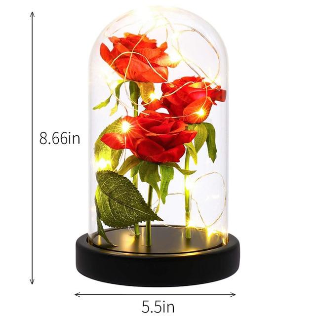 Triple Head Galaxy Enchanted Rose LED Glass Display (4 Colors)