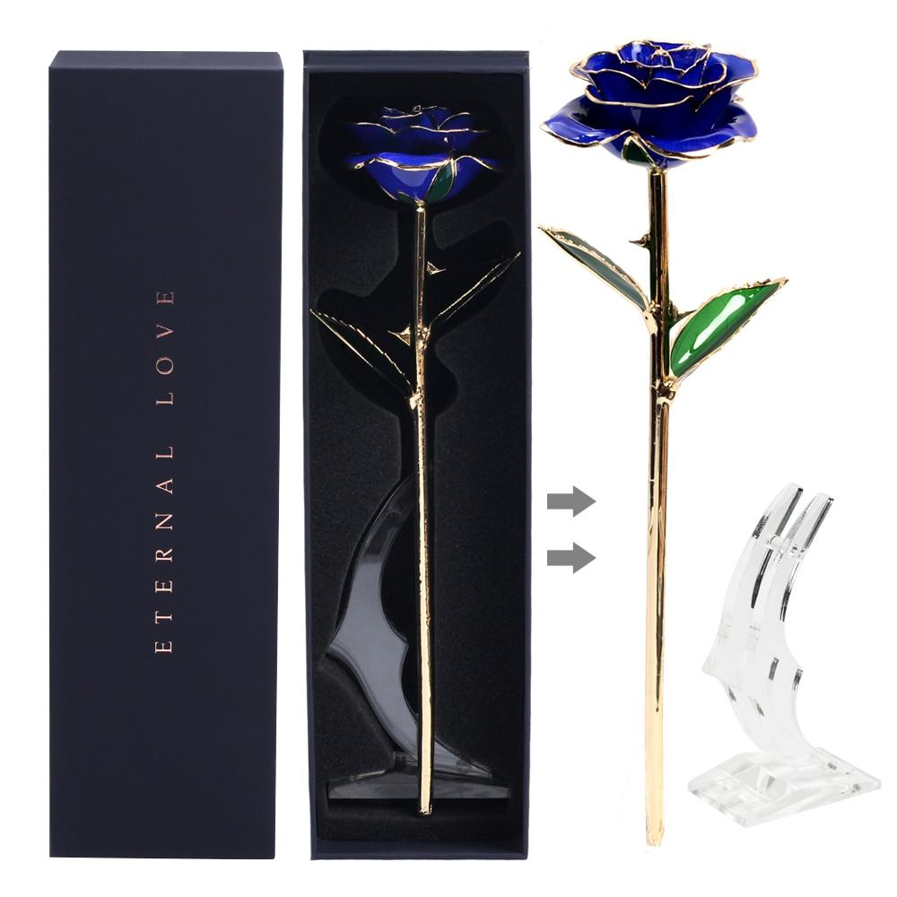 Preserved 24k Gold Long Stem Immortal Rose (3 Styles) 20 Variants NEW Colors 2022