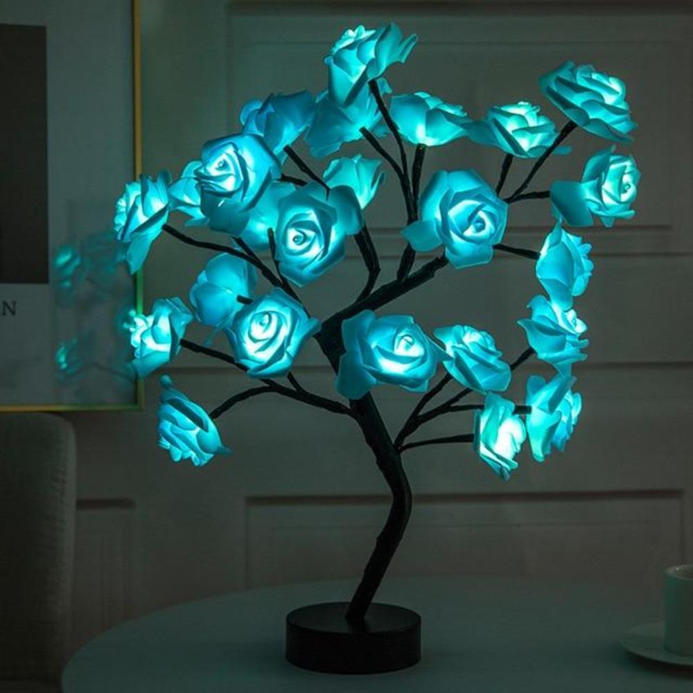 Valentines Day Rose Tree Night Flower Light Lamp Enchanted LED Sparkly ...