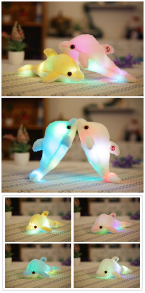 Glow Moon, Stars or Dolphin LED Light Up Plush 3D Stuffed Animal (5 Colors)