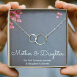 Mother & Daughter Interlocking Circle Necklace Pendant w/Gift Box (3 Colors)