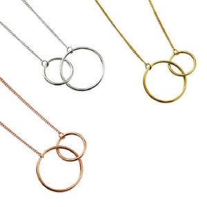 Mother & Daughter Interlocking Circle Necklace Pendant w/Gift Box (3 Colors)