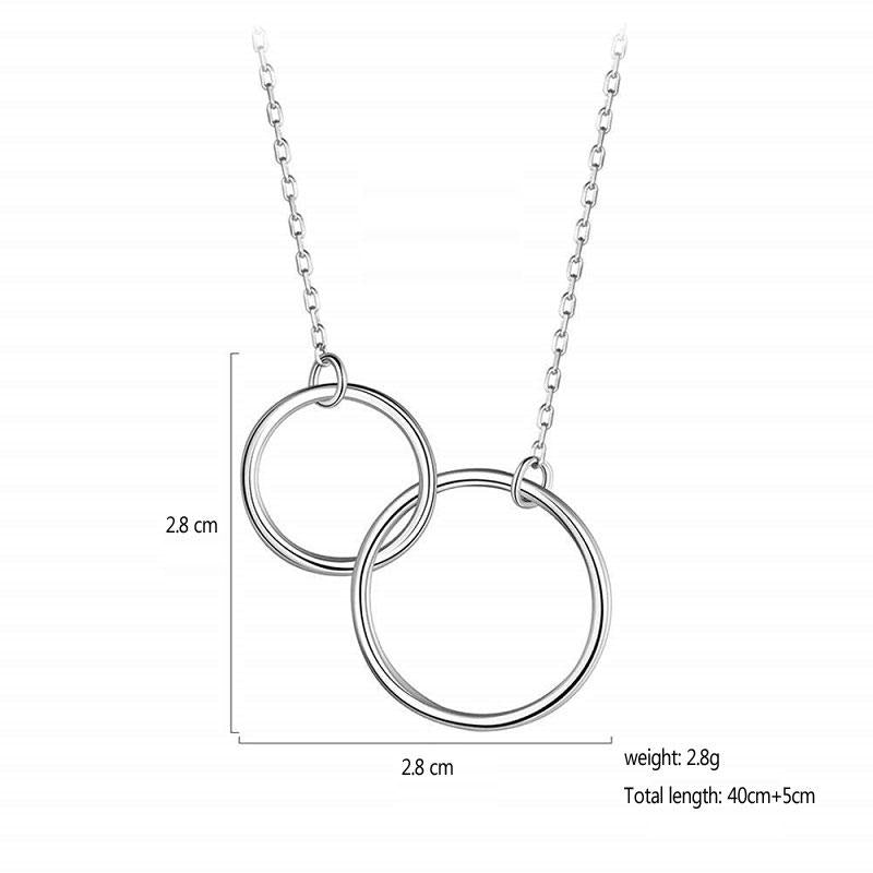 Mother & Daughter Interlocking Circle Necklace Pendant w/Gift Box (3 Colors)