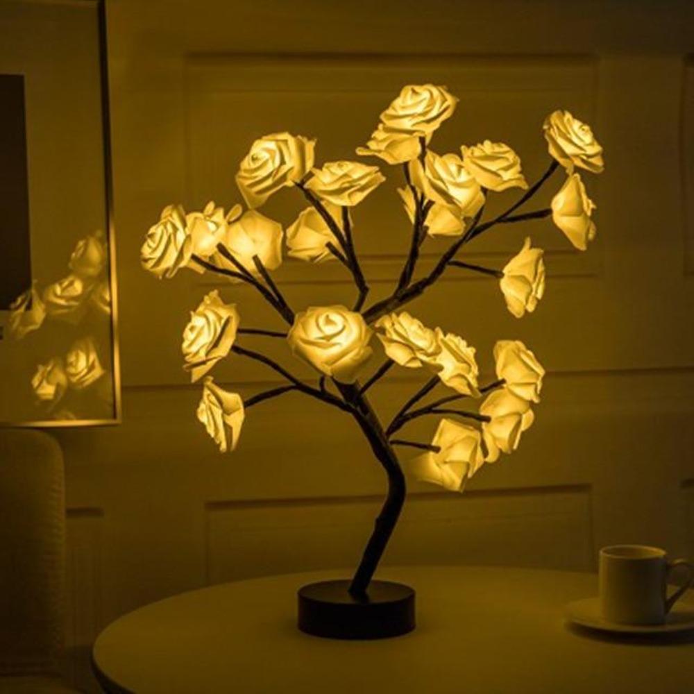 Valentines Day Rose Tree Night Flower Light Lamp Enchanted LED Sparkly ...